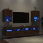 Meubles TV avec lumières LED 2 pcs chêne marron 40,5x30x60 cm – Image 2