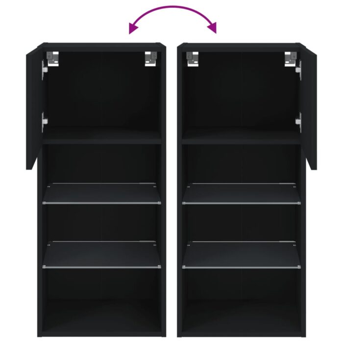 Meuble TV avec lumières LED noir 40,5x30x90 cm – Image 10