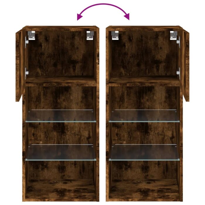 Meuble TV avec lumières LED chêne fumé 40,5x30x90 cm – Image 10