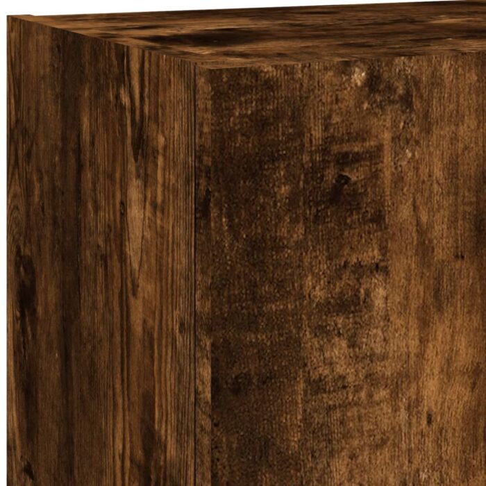 Meuble TV avec lumières LED chêne fumé 40,5x30x90 cm – Image 11