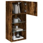 Meuble TV avec lumières LED chêne fumé 40,5x30x90 cm – Image 4