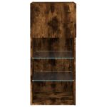 Meuble TV avec lumières LED chêne fumé 40,5x30x90 cm – Image 7