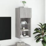 Meuble TV avec lumières LED sonoma gris 40,5x30x90 cm – Image 2