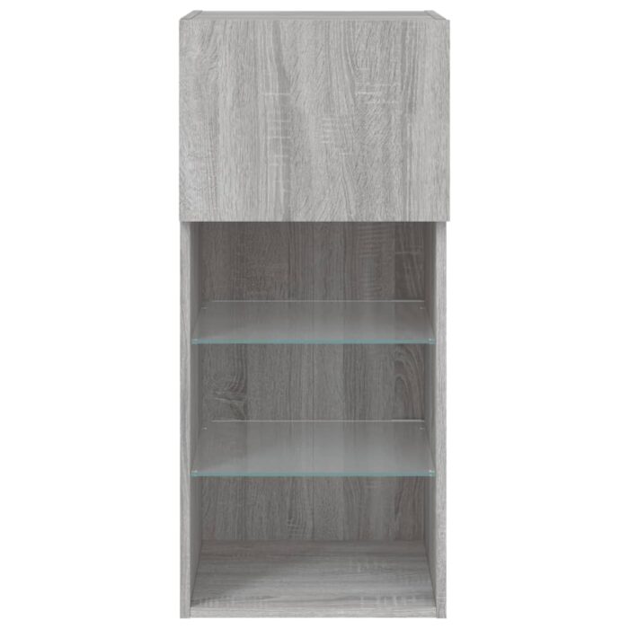 Meuble TV avec lumières LED sonoma gris 40,5x30x90 cm – Image 7