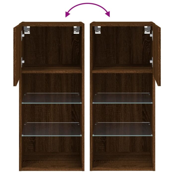 Meuble TV avec lumières LED chêne marron 40,5x30x90 cm – Image 10