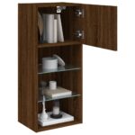 Meuble TV avec lumières LED chêne marron 40,5x30x90 cm – Image 4