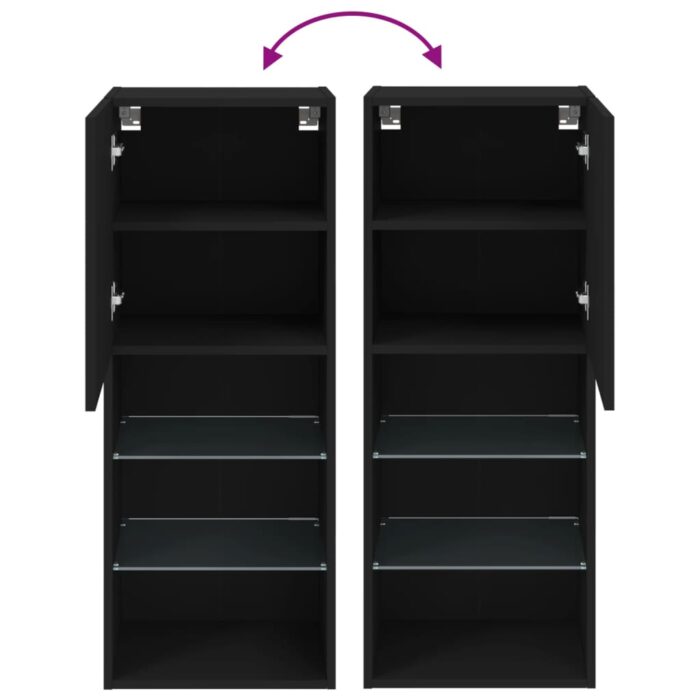 Meuble TV avec lumières LED noir 40,5x30x102 cm – Image 10