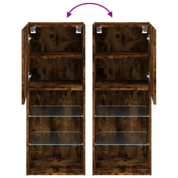 Meuble TV avec lumières LED chêne fumé 40,5x30x102 cm – Image 10