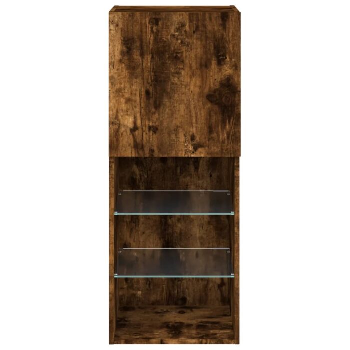 Meuble TV avec lumières LED chêne fumé 40,5x30x102 cm – Image 7