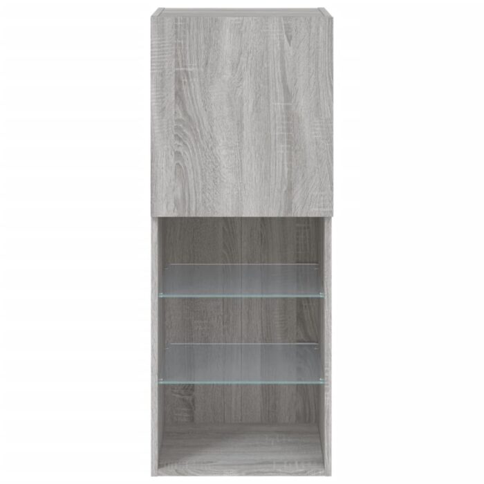 Meuble TV avec lumières LED sonoma gris 40,5x30x102 cm – Image 7