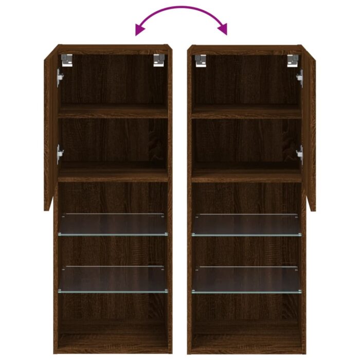 Meuble TV avec lumières LED chêne marron 40,5x30x102 cm – Image 10