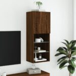 Meuble TV avec lumières LED chêne marron 40,5x30x102 cm – Image 2