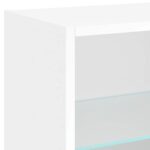 Tables de chevet murales avec lumières LED 2 pcs blanc – Image 10
