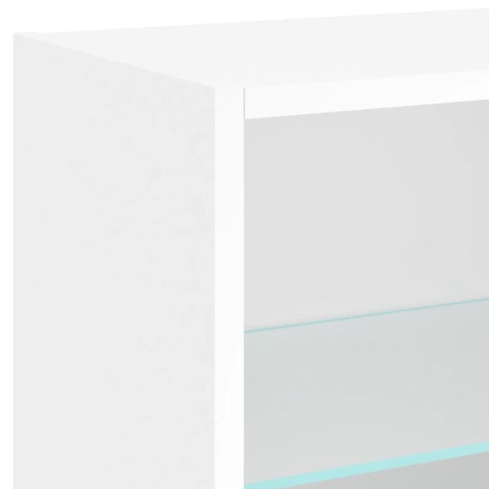 Tables de chevet murales avec lumières LED 2 pcs blanc – Image 10