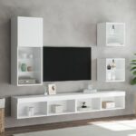 Tables de chevet murales avec lumières LED 2 pcs blanc – Image 3