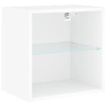 Tables de chevet murales avec lumières LED 2 pcs blanc – Image 6