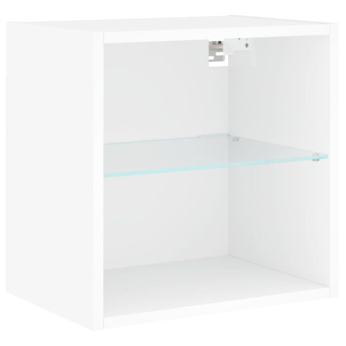 Tables de chevet murales avec lumières LED 2 pcs blanc – Image 6
