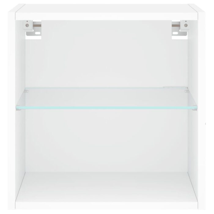 Tables de chevet murales avec lumières LED 2 pcs blanc – Image 7