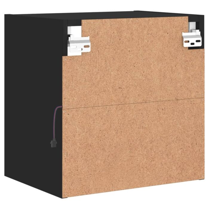 Table de chevet murale avec lumières LED noir – Image 7