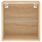 Tables de chevet murales avec lumières LED 2 pcs chêne sonoma – Image 7