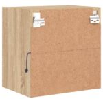 Tables de chevet murales avec lumières LED 2 pcs chêne sonoma – Image 9