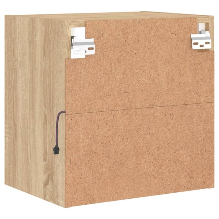 Tables de chevet murales avec lumières LED 2 pcs chêne sonoma – Image 9