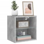 Table de chevet murale avec lumières LED gris béton – Image 3