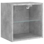 Table de chevet murale avec lumières LED gris béton – Image 4