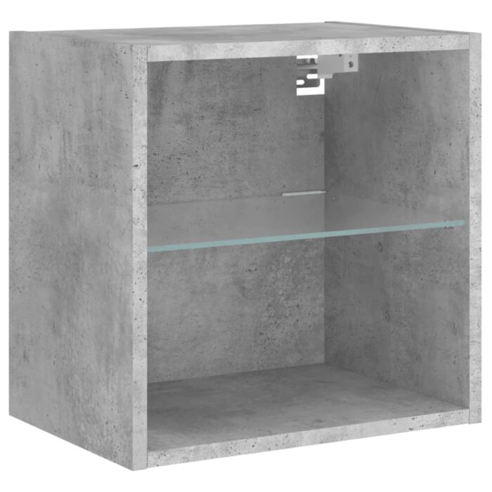 Table de chevet murale avec lumières LED gris béton – Image 4