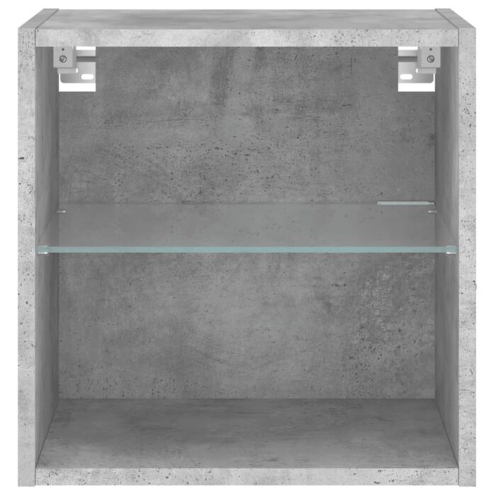 Table de chevet murale avec lumières LED gris béton – Image 5
