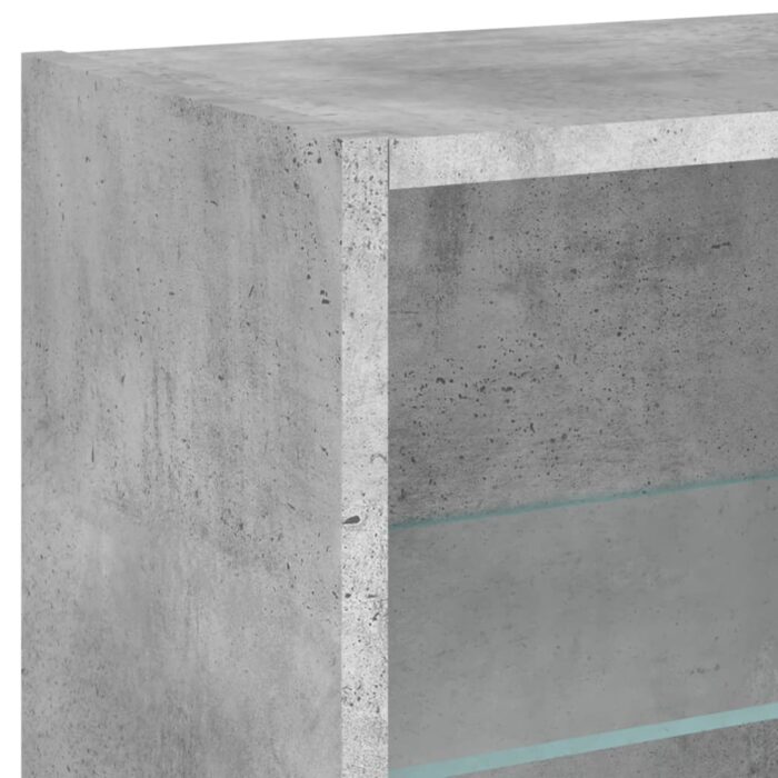 Table de chevet murale avec lumières LED gris béton – Image 8