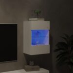 Meuble TV mural avec lumières LED blanc 40x30x60,5 cm – Image 2