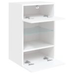 Meuble TV mural avec lumières LED blanc 40x30x60,5 cm – Image 6
