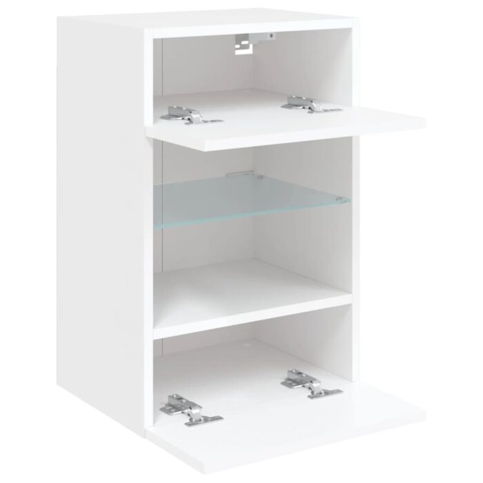 Meuble TV mural avec lumières LED blanc 40x30x60,5 cm – Image 6