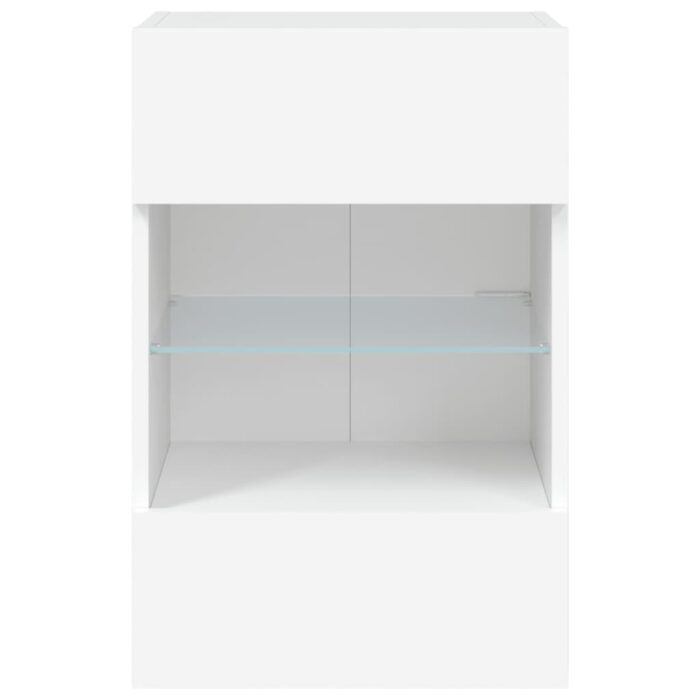 Meuble TV mural avec lumières LED blanc 40x30x60,5 cm – Image 7