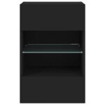 Meuble TV mural avec lumières LED noir 40x30x60,5 cm – Image 7