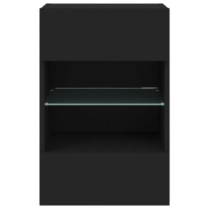 Meuble TV mural avec lumières LED noir 40x30x60,5 cm – Image 7