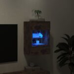 Meuble TV mural avec lumières LED chêne fumé 40x30x60,5 cm – Image 2
