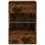 Meuble TV mural avec lumières LED chêne fumé 40x30x60,5 cm – Image 7