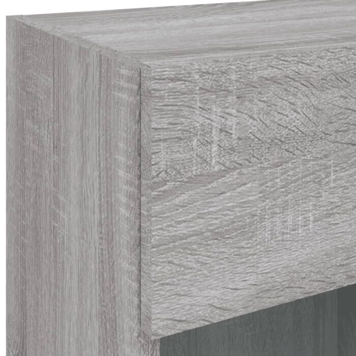 Meuble TV mural avec lumières LED sonoma gris 40x30x60,5 cm – Image 10