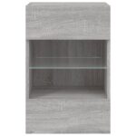 Meuble TV mural avec lumières LED sonoma gris 40x30x60,5 cm – Image 7