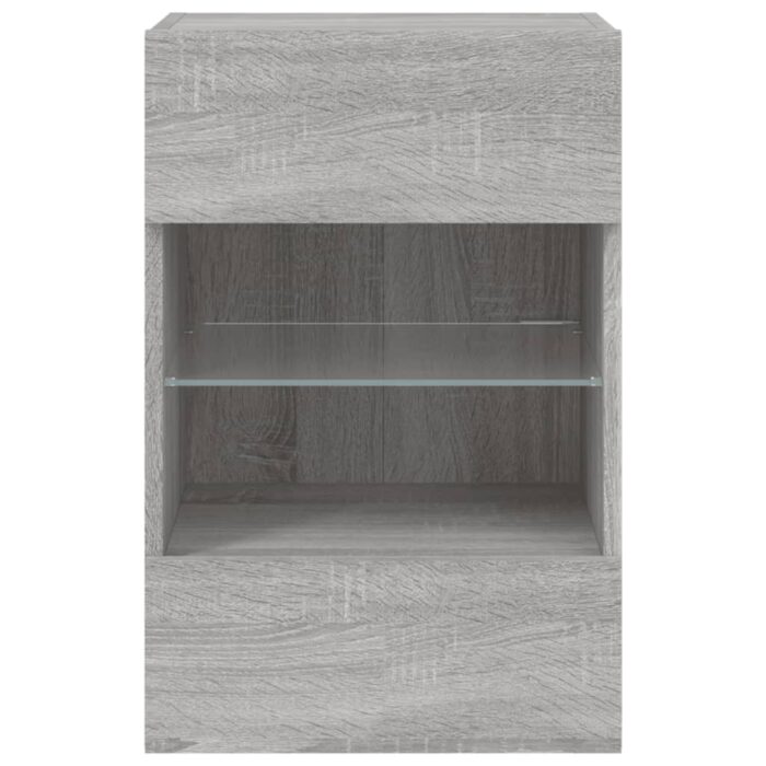 Meuble TV mural avec lumières LED sonoma gris 40x30x60,5 cm – Image 7