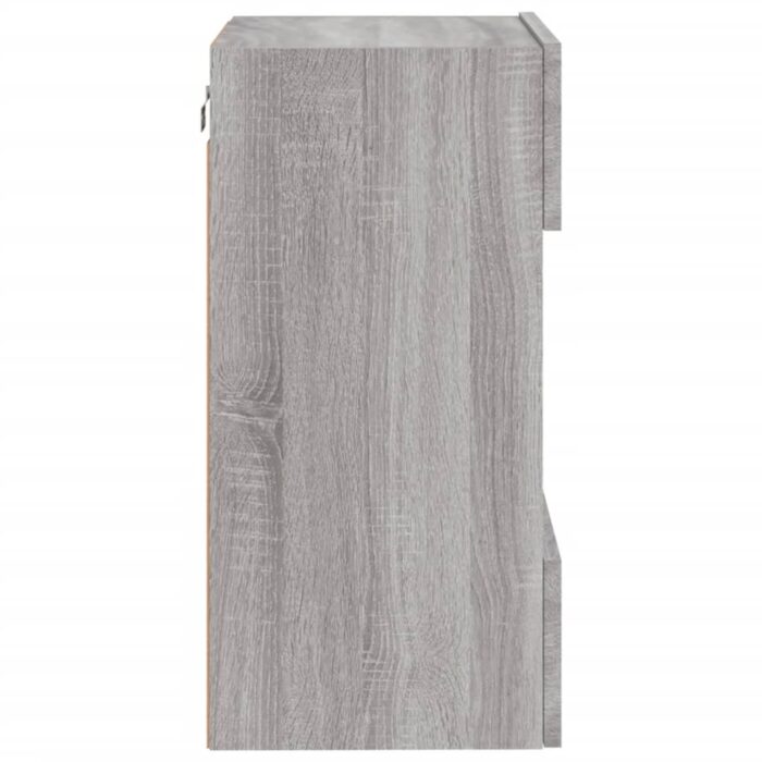 Meuble TV mural avec lumières LED sonoma gris 40x30x60,5 cm – Image 8