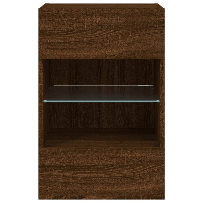 Meuble TV mural avec lumières LED chêne marron 40x30x60,5 cm – Image 7