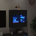 Meuble TV mural avec lumières LED noir 58,5x30x60,5 cm – Image 2