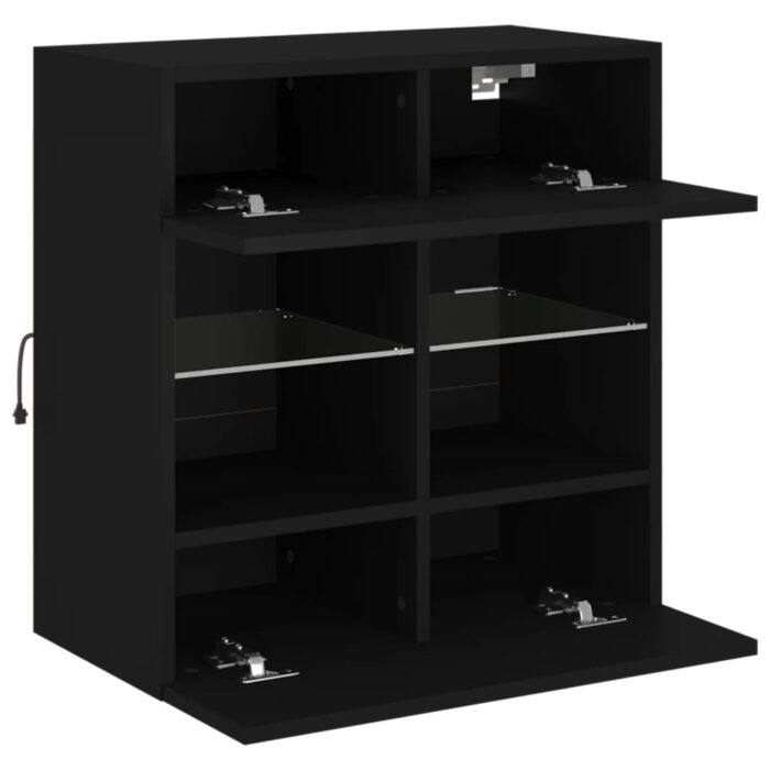 Meuble TV mural avec lumières LED noir 58,5x30x60,5 cm – Image 6