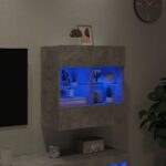 Meuble TV mural avec lumières LED gris béton 58,5x30x60,5 cm – Image 2