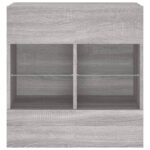 Meuble TV mural avec lumières LED sonoma gris 58,5x30x60,5 cm – Image 5