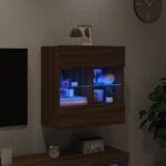 Meuble TV mural avec lumières LED chêne marron 58,5x30x60,5 cm – Image 2