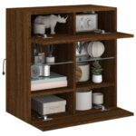 Meuble TV mural avec lumières LED chêne marron 58,5x30x60,5 cm – Image 4